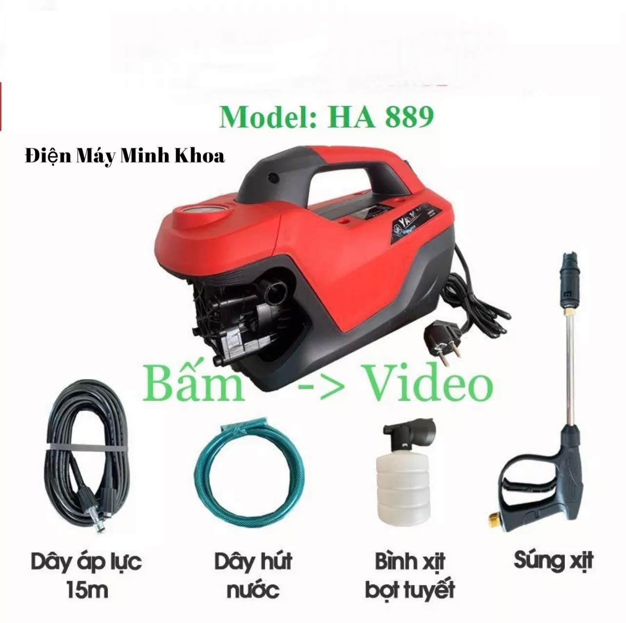 Máy rửa xe mini gia đình, máy rửa xe cao áp công suất mạnh 2000W, máy bơm rửa xe, bộ máy xịt tưới cây dễ dàng sử dụng, ống bơm nước 15m, vòi bơm áp lực cao_C0001G1