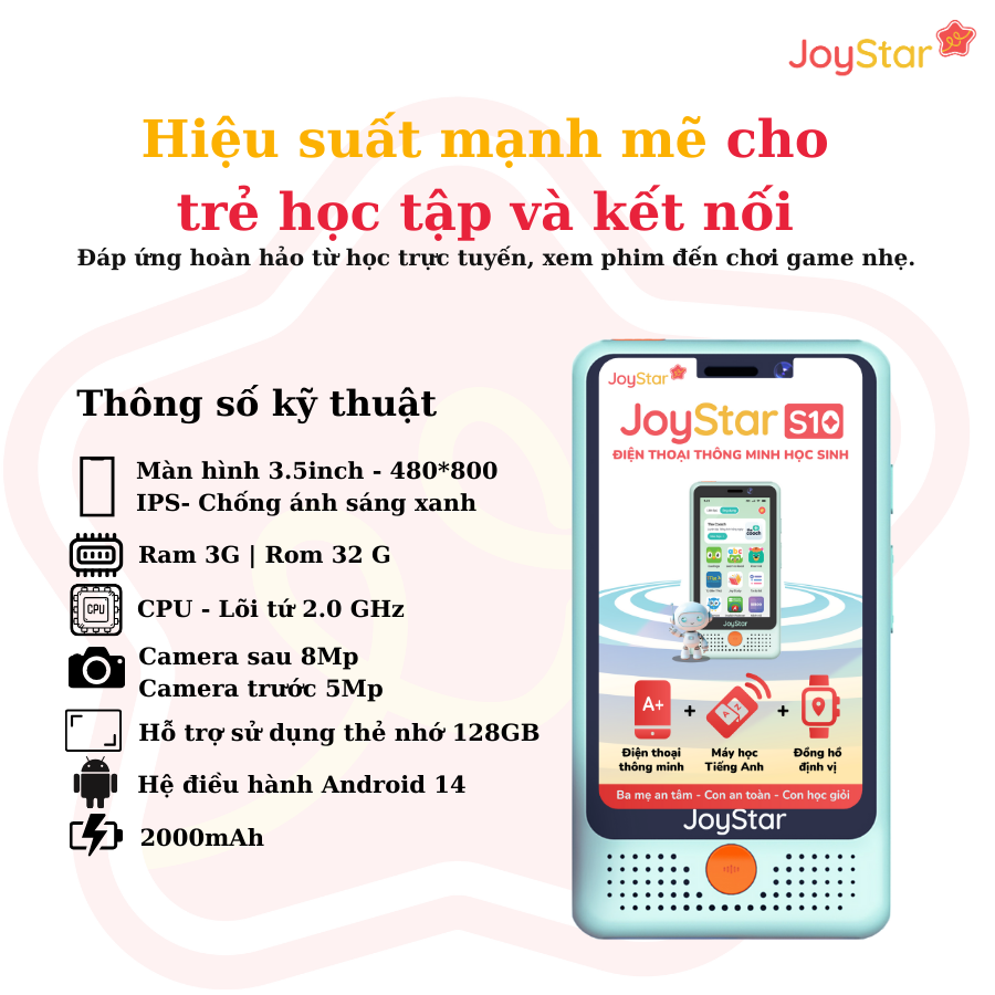 Điện Thoại Thông Minh Học Sinh Joystar S10| Hàng chính hãng | Thông Minh Hơn Cả Smartphone, An Toàn Hơn Đồng Hồ Định Vị |