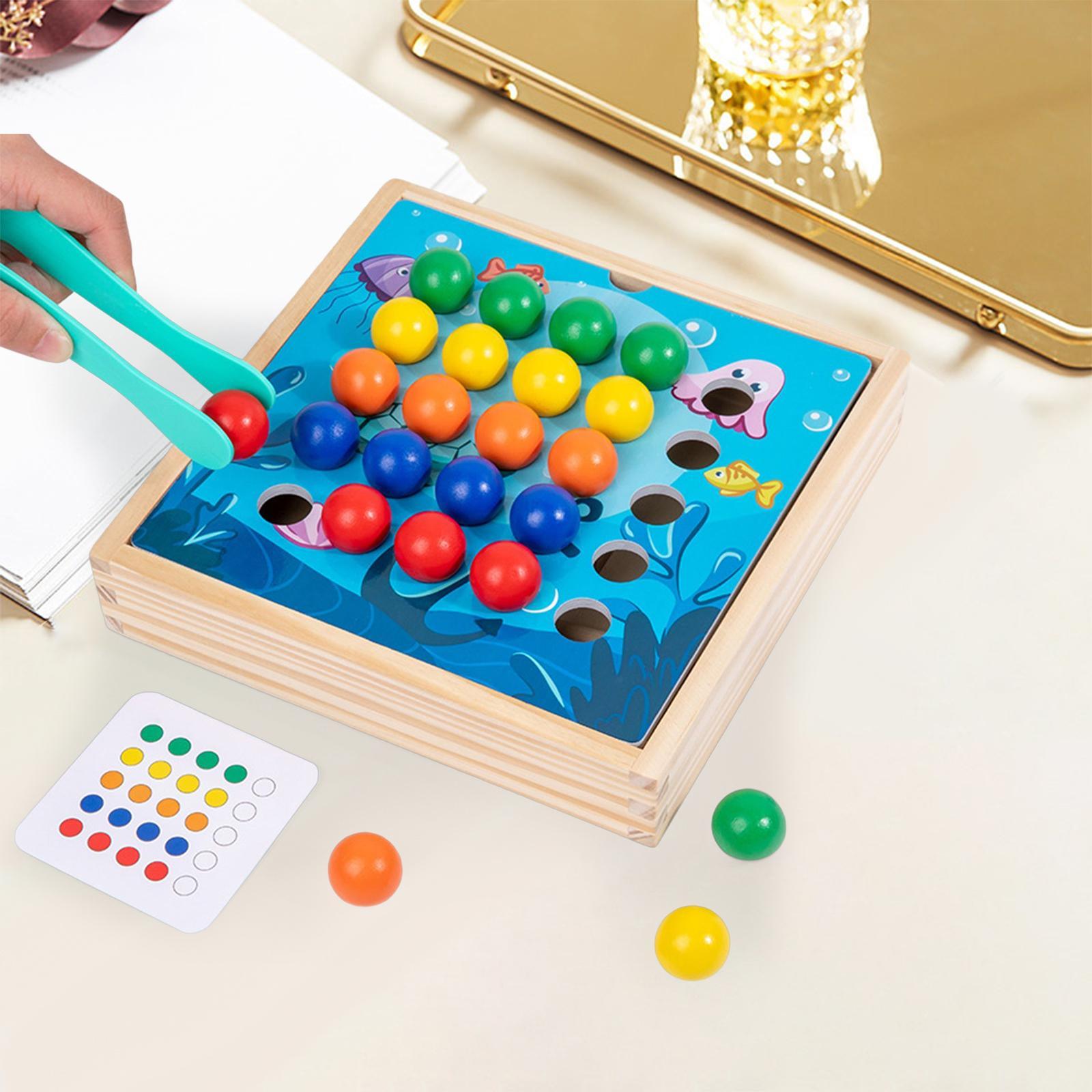 Wooden Puzzle Sorting Stacking color Sorting Matching Fine Motor Skill Learning Toy Clip Beads Game for Role Play Activity Indoor Gift