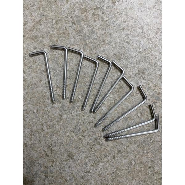 Vít móc chữ L kèm nở nhựa cỡ 4 phân, 6 phân, 8 phân, 10 phân và 12 phân