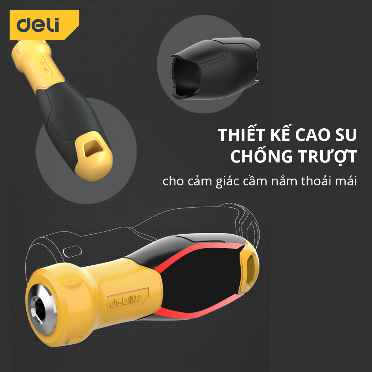 Tua Vít 2 Cạnh Deli Cao Cấp -  Đầu Vít Từ Tính Dễ Dàng Sử Dụng - Kích Thước 8×300mm Thép Cr-V Mạ Crom