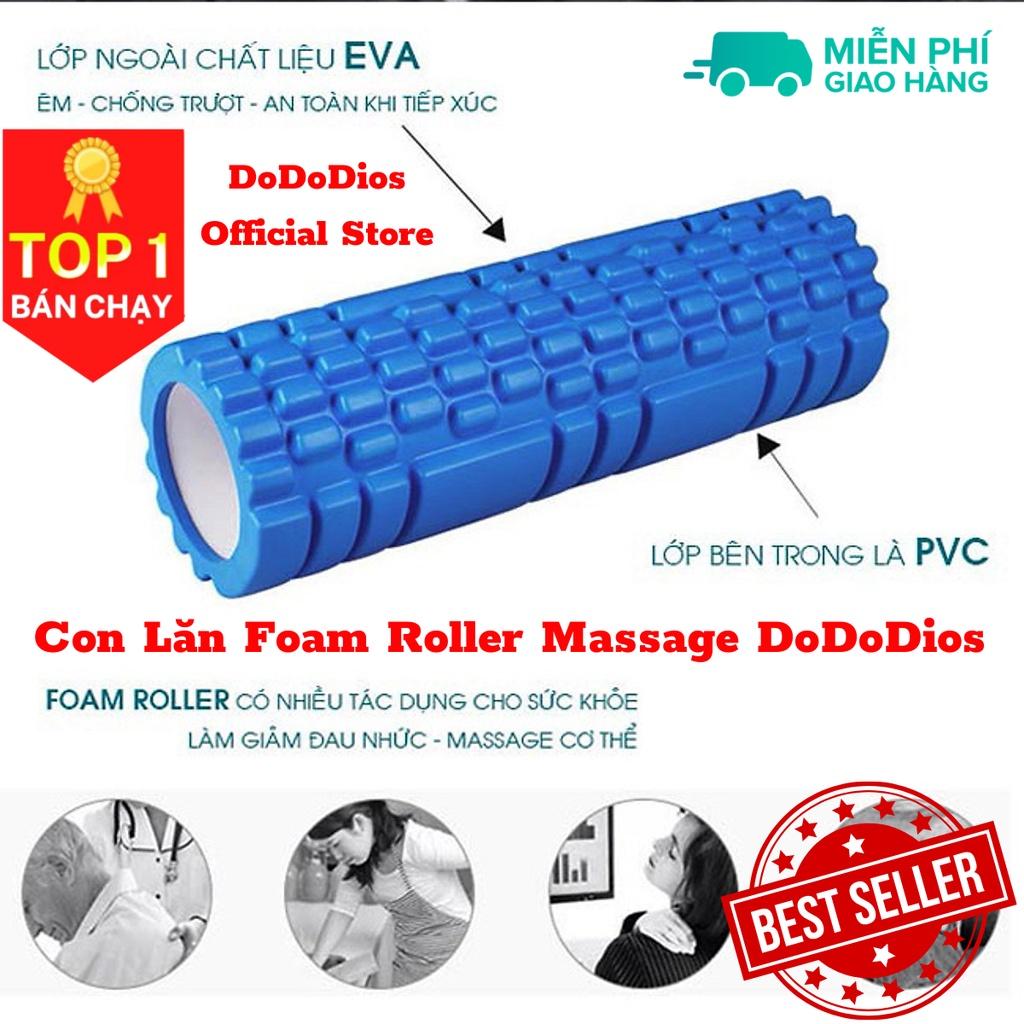 Con Lăn Yoga DoDoDios Massage Foarm Roller giúp Giãn Cơ Có Gai Cao Cấp Màu Xanh Dương