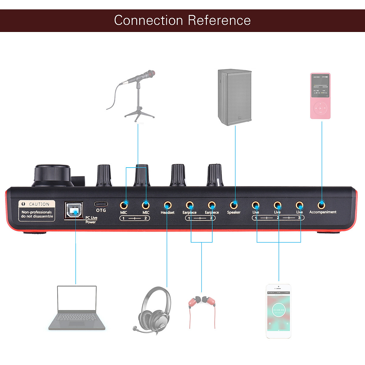 Soundcard K300 – Chuyên thu âm, livestream, karaoke online – Livestream được 3 điện thoại cùng lúc – Đầy đủ chức năng auto tune, đổi giọng, hiệu ứng khán giả - Điều chỉnh bass treble echo, giảm tiếng ồn – Kết nối bluetooth – Hàng chính hãng