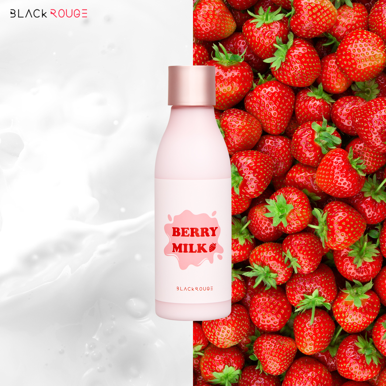 Nước hoa hồng dưỡng ẩm Black Rouge Real Strawberry Milk Toner 200ml