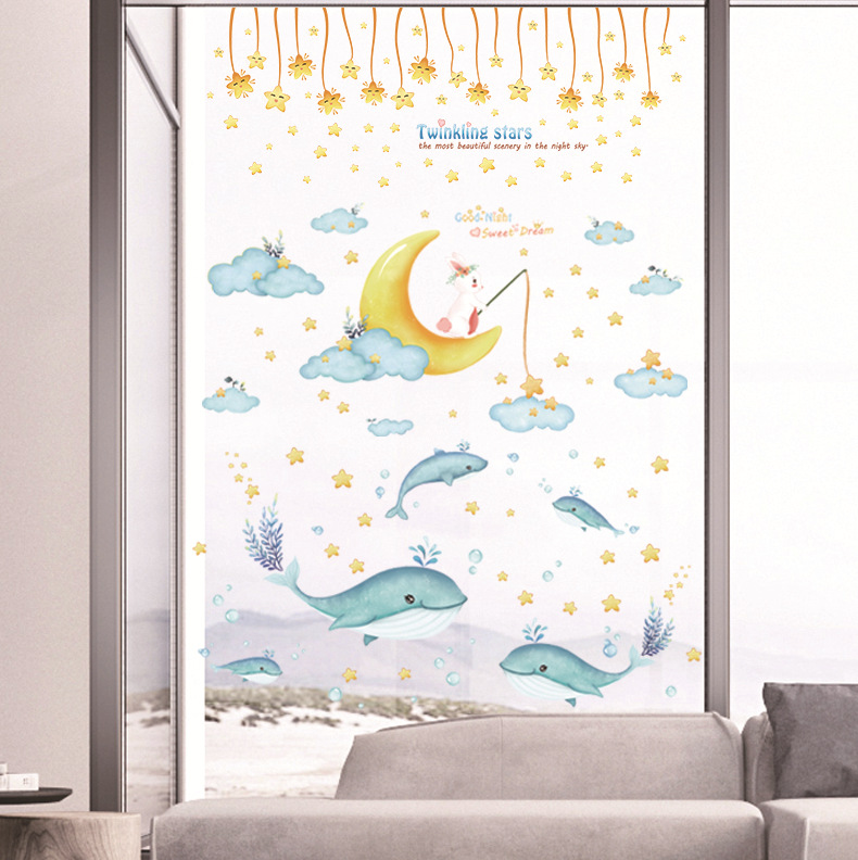 Decal giấy dán tường kết hợp thỏ ngọc kích thước 270 cm*180 cm XC9056+XC9057+XC9058