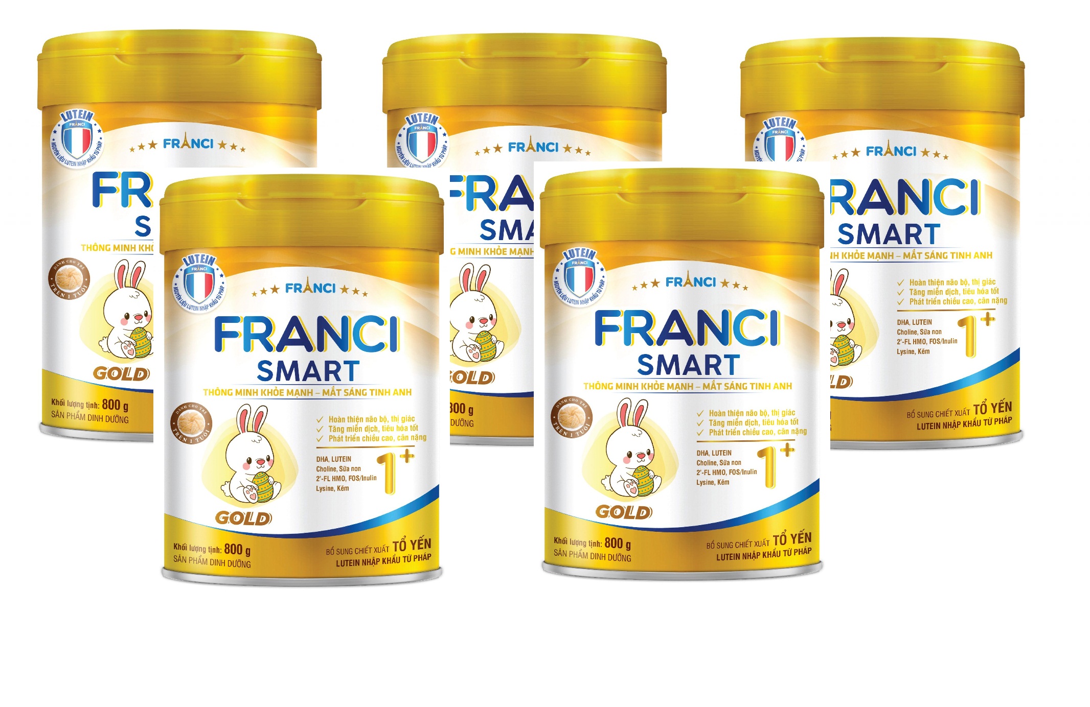 Combo 5 lon Sữa công thức FRANCI SMART GOLD 1+ lon 800g – Siêu trí tuệ – Mắt tinh anh