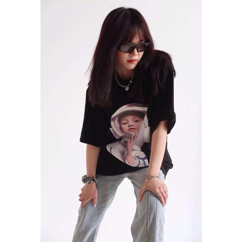 Áo Thun Nam Nữ ADLV BABY FACE SHORT SLEEVE T-SHIRT ASTRONAUT Vải Mát Hình In Đủ 2 Mặt Trước Và Sau Áo