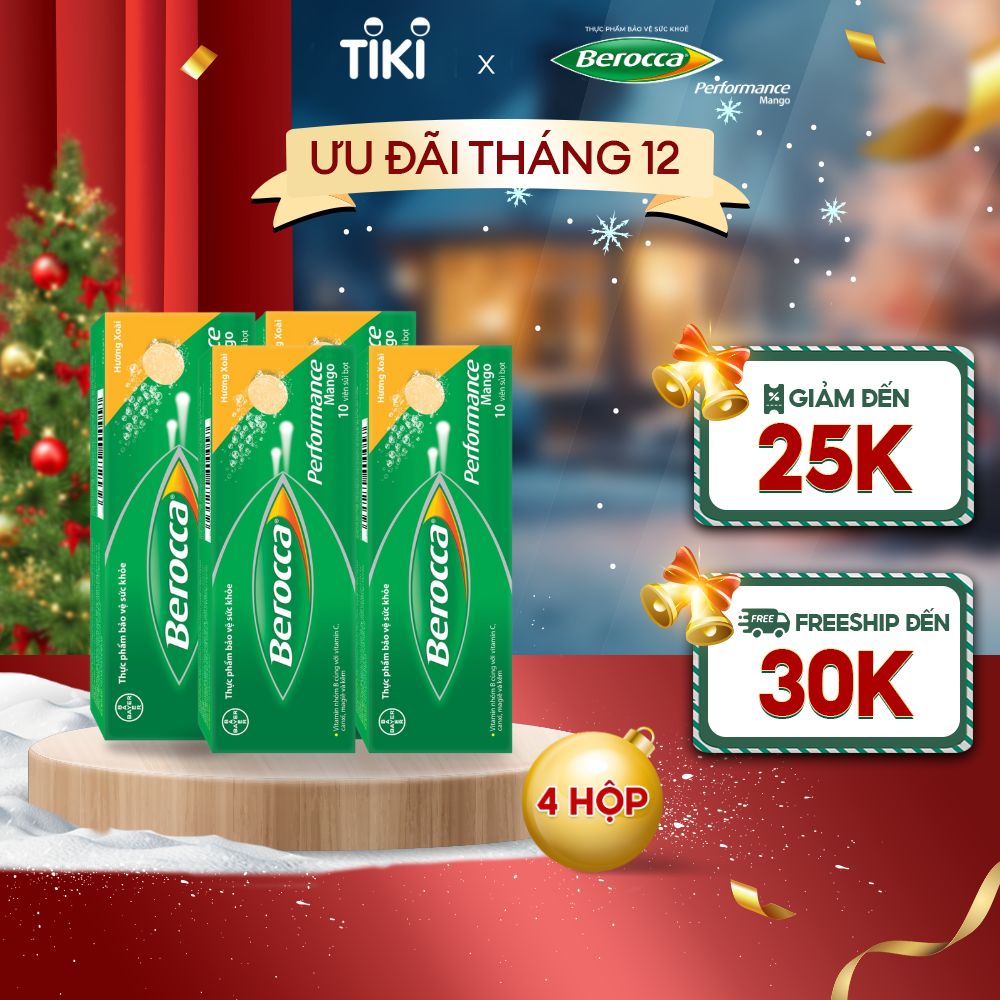 Combo 4 Viên Sủi Bổ Sung Vitamin BEROCCA Performance Hộp 10 Viên x4 Hỗ Trợ Tăng Cường Sức Đề Kháng