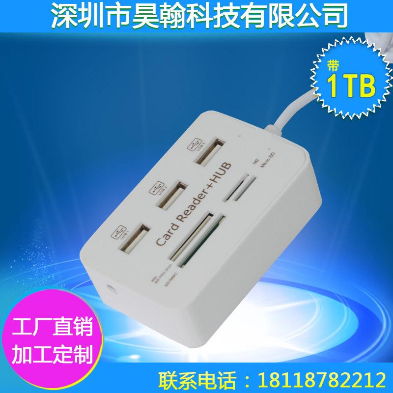 Bộ chia usb 2.0 kiểu dáng mới nhất một kéo bảy nhà phân phối đầu đọc thẻ tốc độ cao đa chức năng trung tâm đầu đọc thẻ tất cả trong một