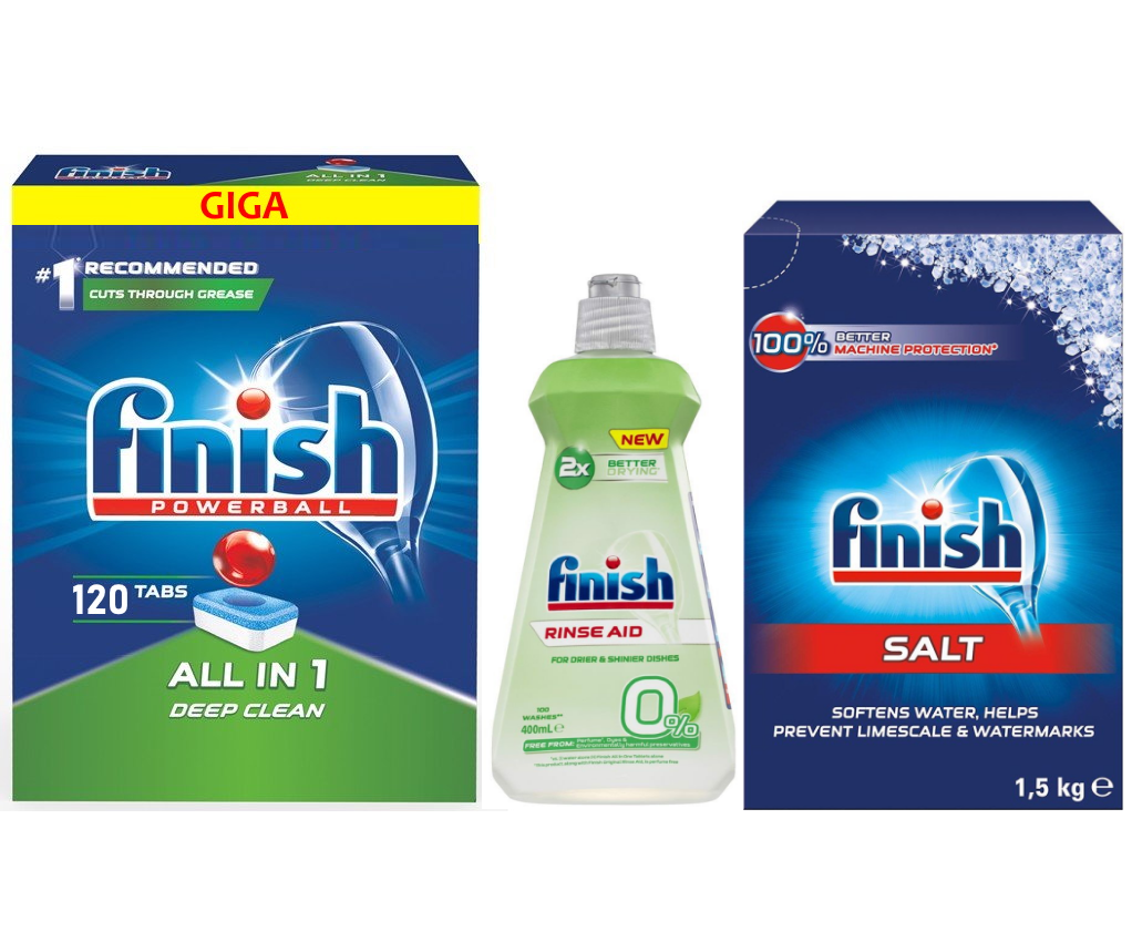 Combo Viên rửa bát Finish All in one 120 V + Nước làm bóng Finish eco 400ml