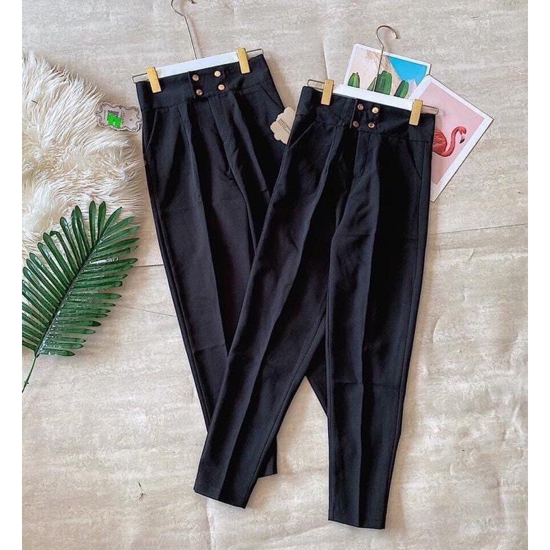 Quần baggy 4 khuy bấm cạp cao siêu xinh thời trang Banamo Fashion 8331