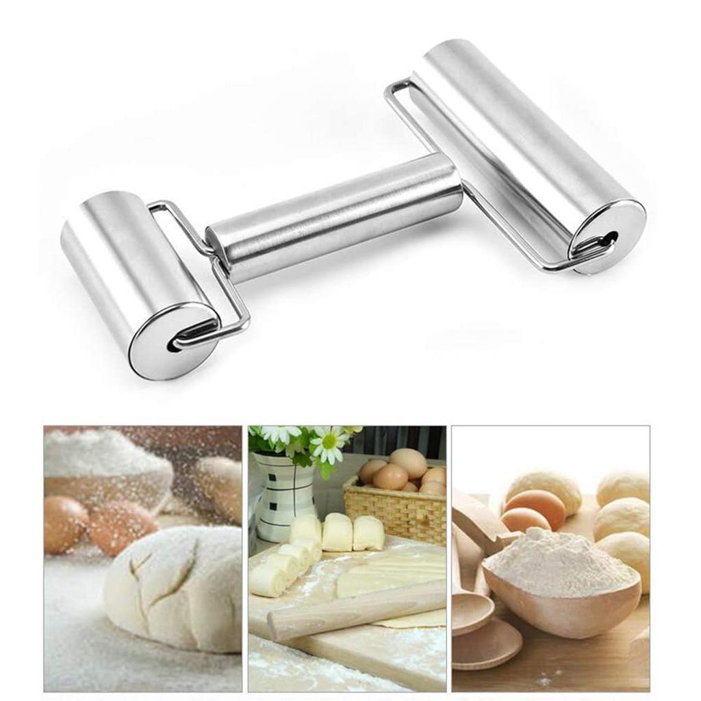 Pizza Pastry Baking  Rolling Pin Stainless Steel Dual Roller