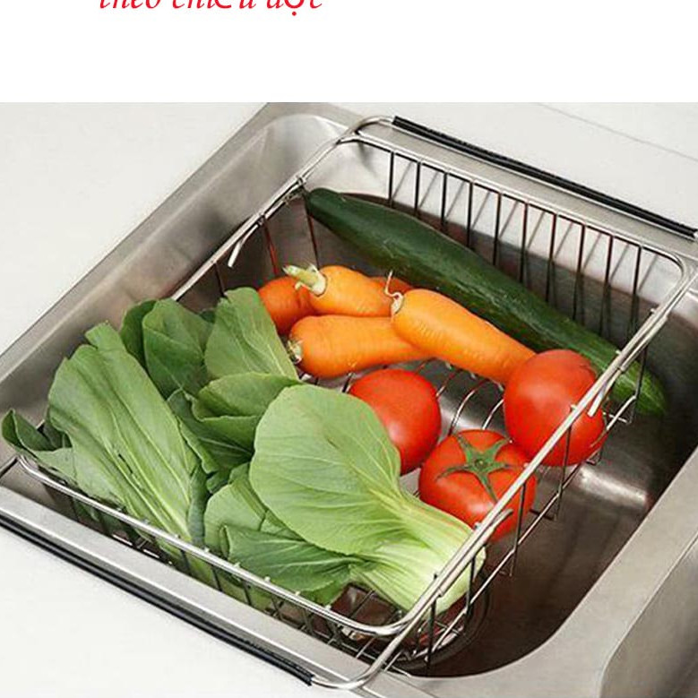Giá Inox gác chậu rửa bát điều chỉnh kích thước thông minh kích thước: dài 33cm , rộng 25cm, cao 11.5cm - Hàng Việt Nam xuất Nhật