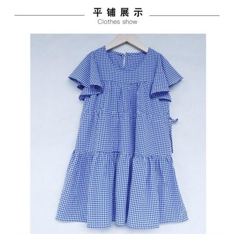 Váy babydoll kẻ caro xanh sz 120-160