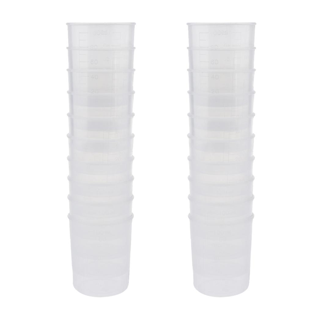 20x Clear Plastic Graduated Cups Beaker for Silicone Liquid Resin Jewelry Glue