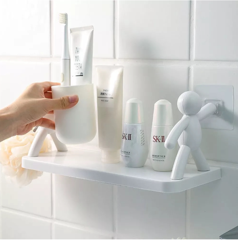 Kệ dán tường, treo tường nhà tắm để mỹ phẩm đồ dùng nhà bếp hình người độc đáo, Giá treo tường không cần khoan GD726-keNguoi