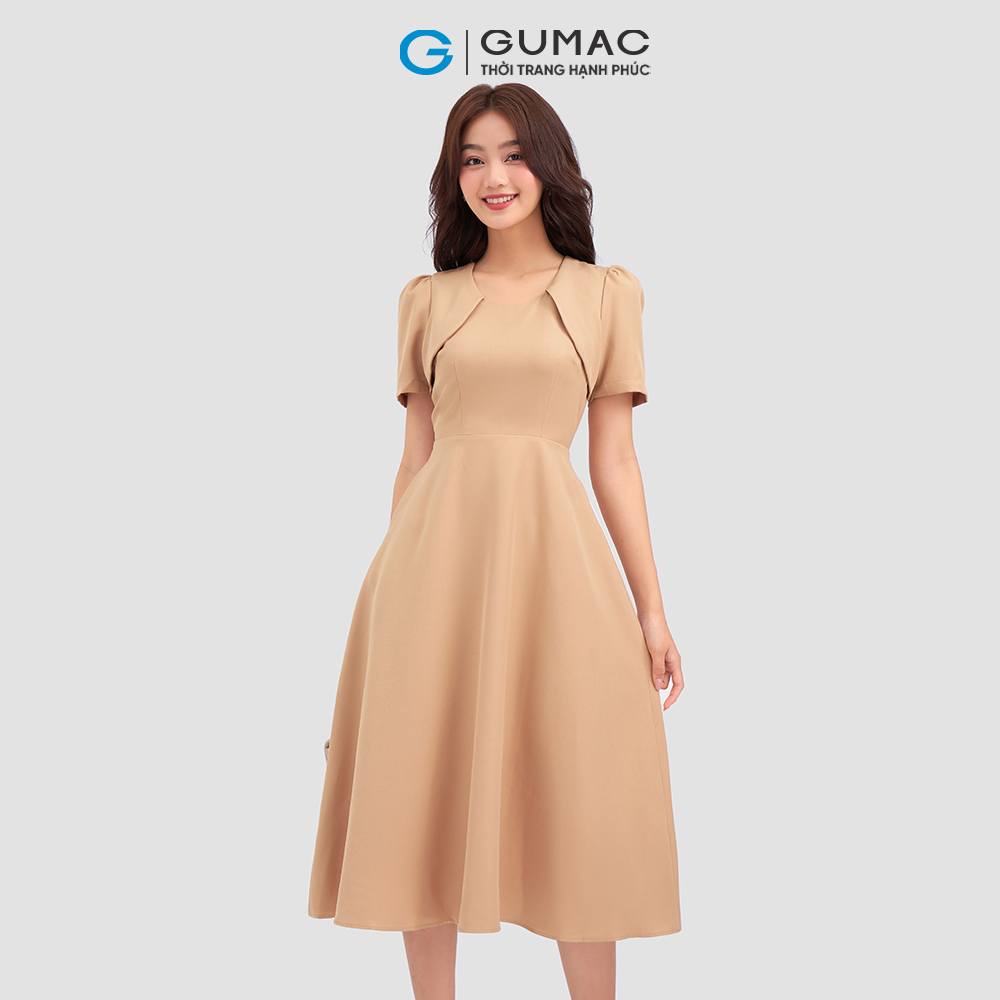 Đầm xòe GUMAC LD1117 tay nhún thanh lịch