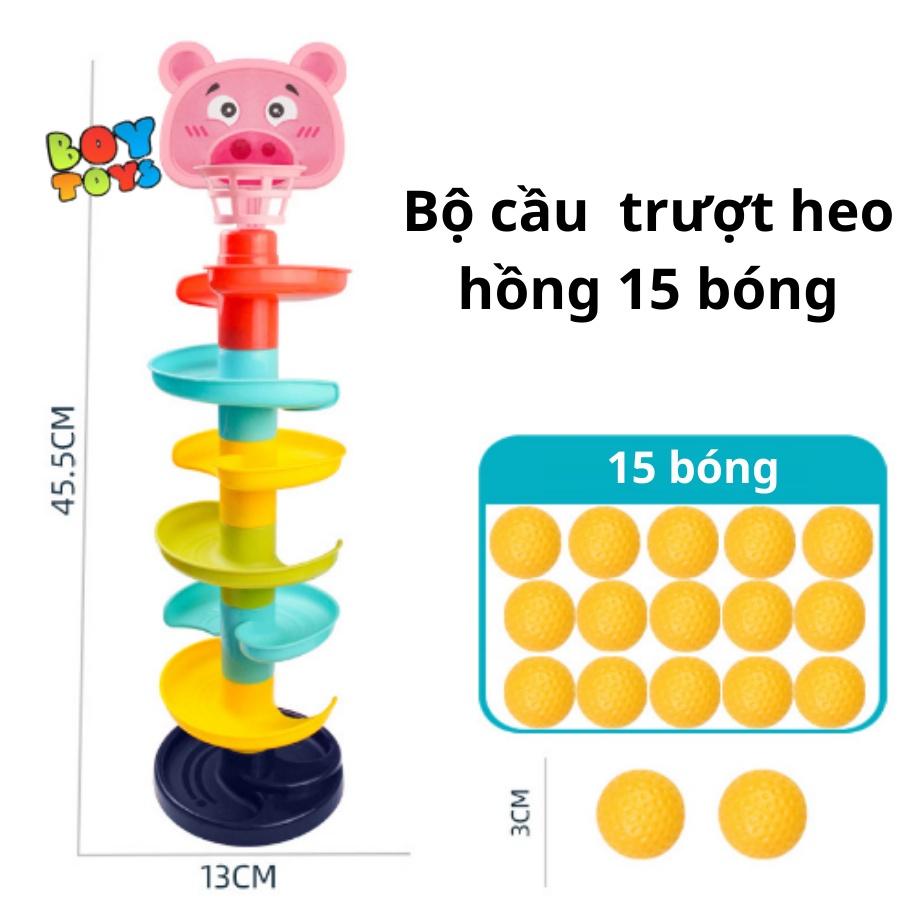 Đồ chơi vận động bóng rổ cầu trượt, cầu trượt thả bóng xoay vòng, tháp bóng lăn nhiều màu sắc thú vị cho bé