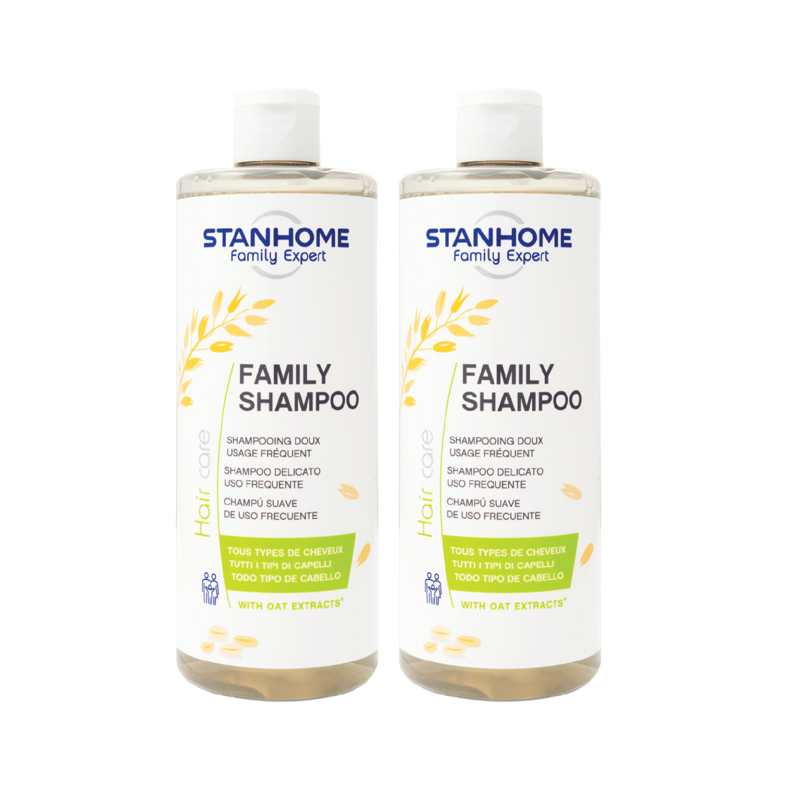 Combo 2 Dầu Gội Không Xà Phòng, Ph5 Với Tinh Chất Yến Mạch Family Shampoo Stanhome 400ml/chai- mẫu mới