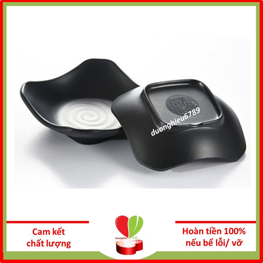 Đĩa Nhựa PhípĐựng Kim Chi, Dĩa Hình Vuông Màu Đen Kiểu Hàn Quốc LJP6045 - Duonghieu6789