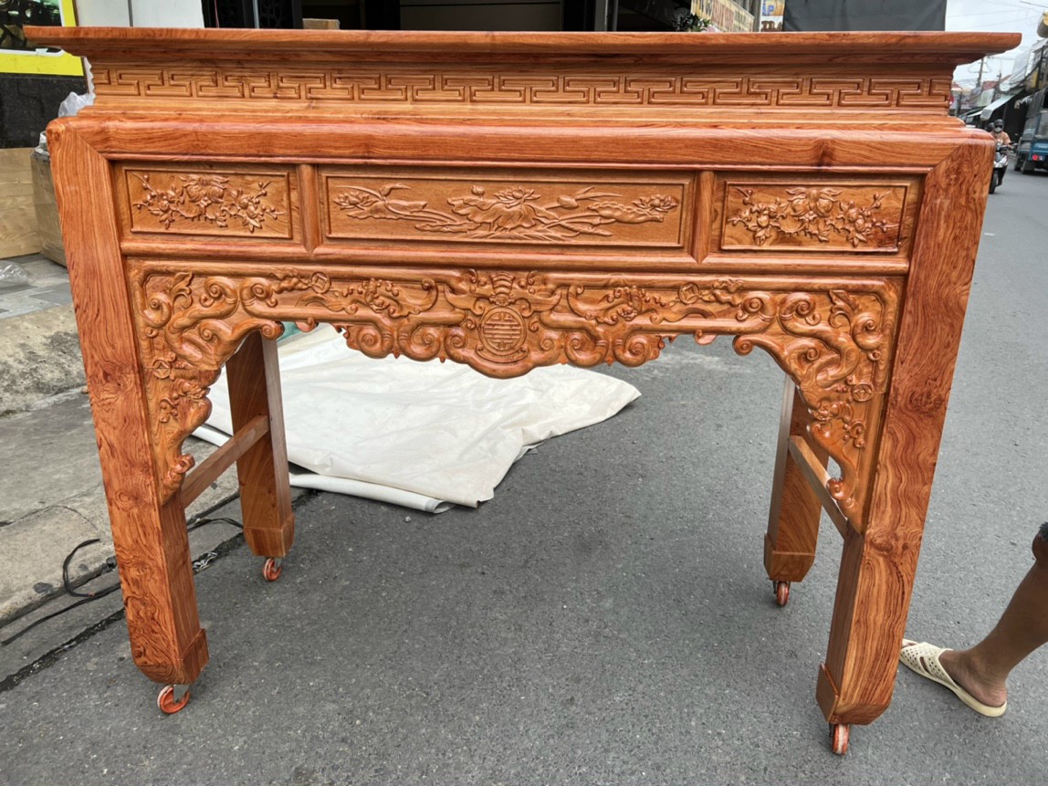 Bàn gia tiên -Bàn thờ phật,bàn thờ bàn cúng gỗ hương đá 1 tầng ngang 1M75