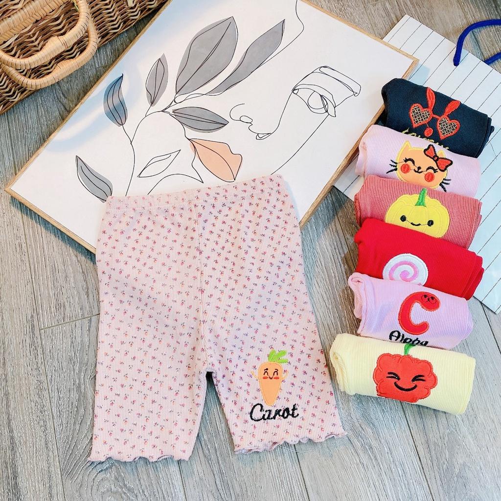 Quần thun đùi leggings cho bé gái size 5-18kg chất thun gân siêu co giãn mặc chuẩn form