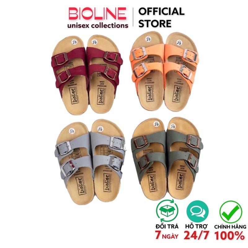 Dép quai ngang Bioline dép đế trấu da bò thật cho bé mã KID01 - Bioline Official