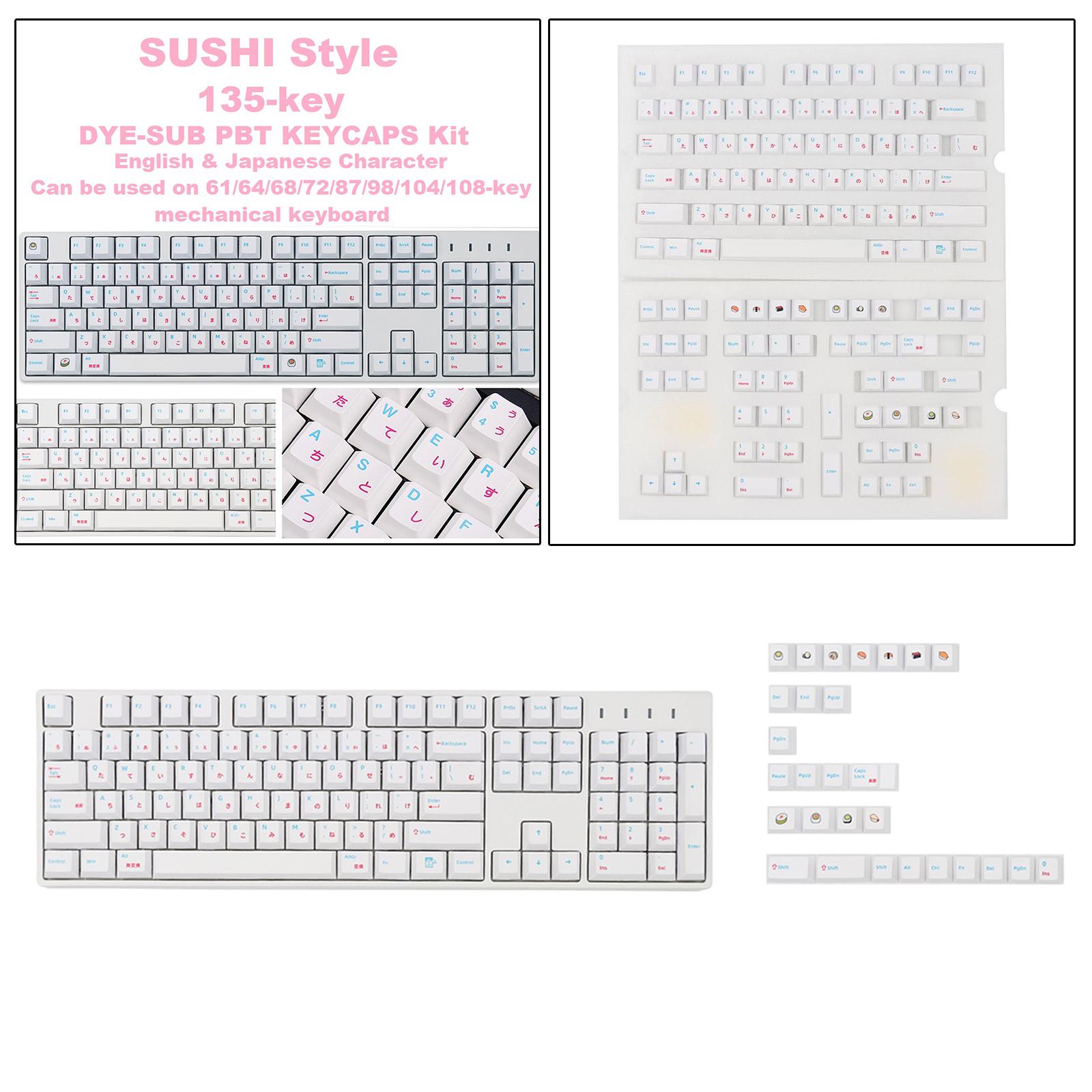 135 Keys Caps PBT Japanese Sushi Keycaps for Cherry MX Mechanical Keyboard