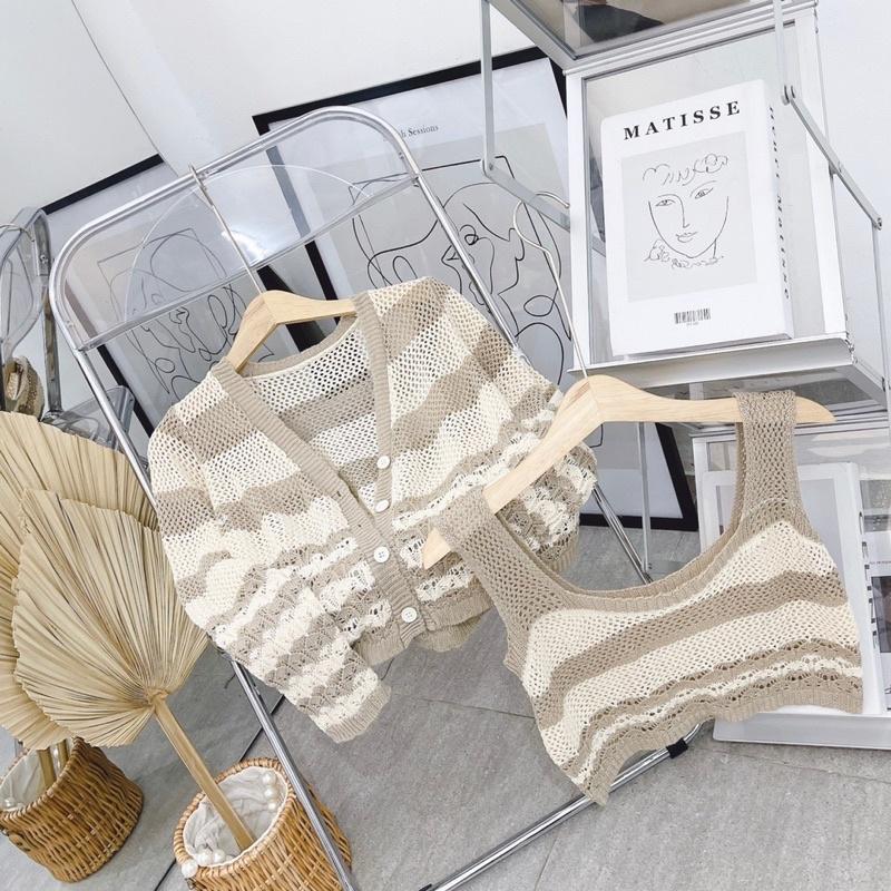 SET ÁO LEN CROPTOP KÈM KHOÁC