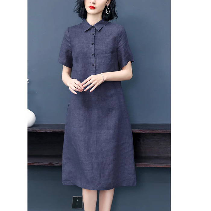 Đầm suông công sở linen cổ đức 2 túi sườn ArcticHunter, thời trang thương hiệu chính hãng