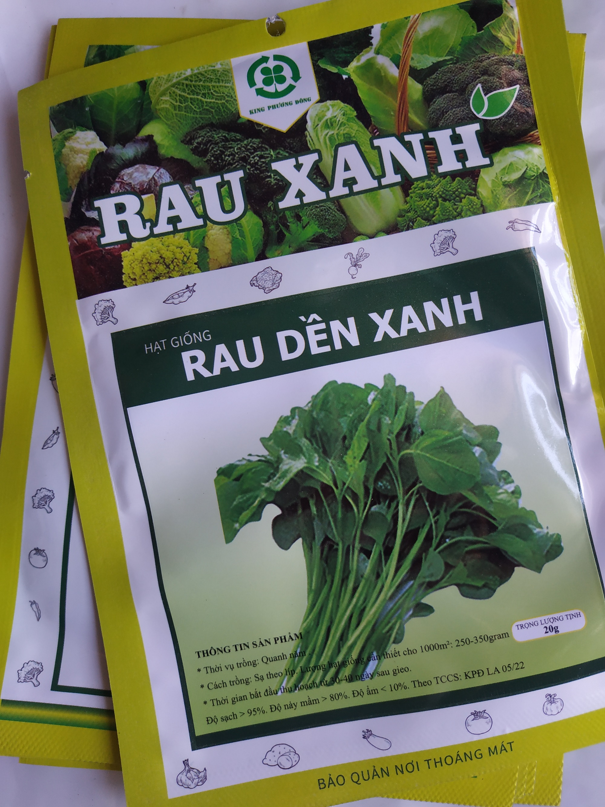 Combo 5 gói Hạt giống RAU DỀN XANH - gói 20 gram