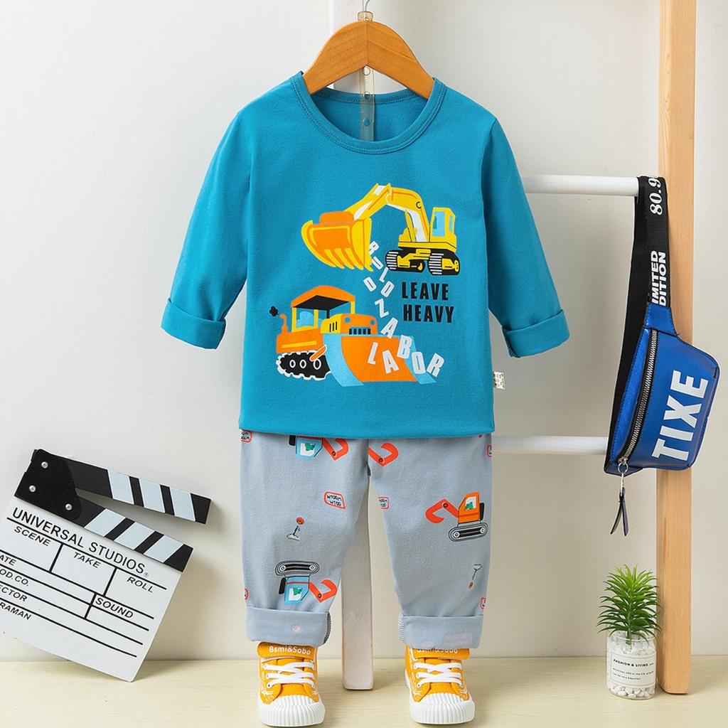 Bộ cotton dài tay bé trai, bé gái PIKA KIDS Bộ xuất hàn cho bé từ 16-25kg