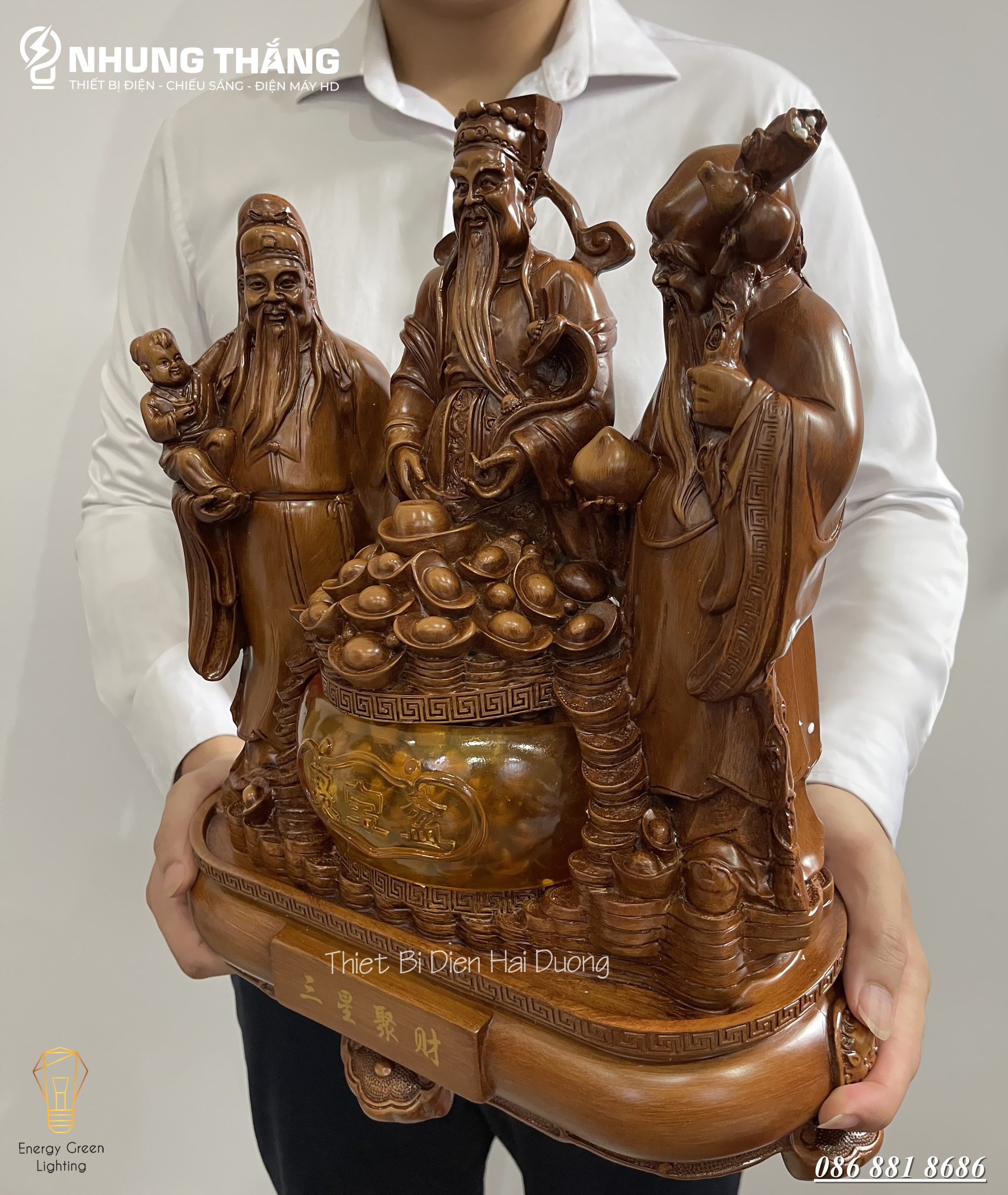 Bộ Tượng Tam Đa Phúc Lộc Thọ PT-33 - Cao 40cm - Mang Đến T iền Tài Hạnh Phúc Viên Mãn - Thọ Tỷ Nam Sơn