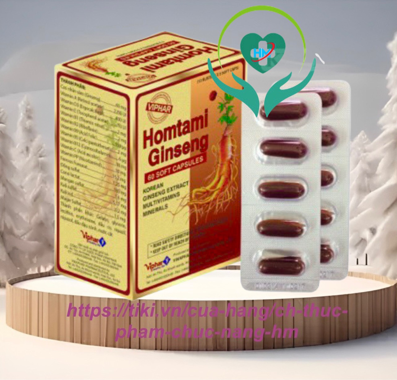 HOMTAMI GINSENG Vinaphar -Hộp 60 Viên - Bồi Bổ Sức Khỏe Với Vitamin Và Khoáng Chất Từ Nhân Sâm