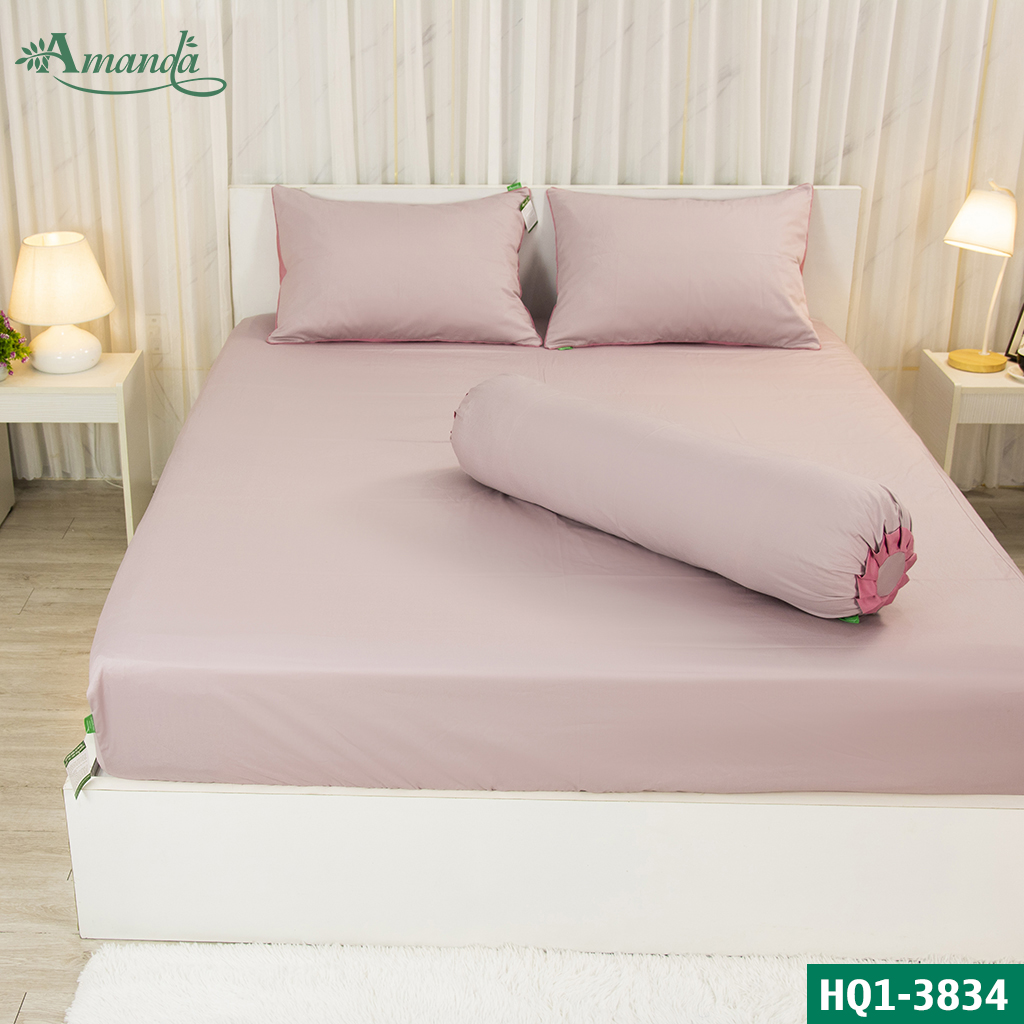 Bộ chăn drap gối cotton Hàn Quốc mát mịn không xù lông Amanda