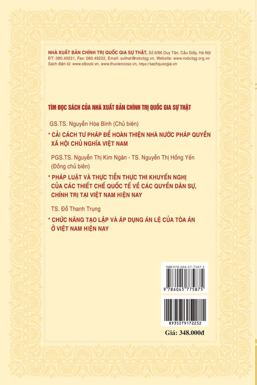 ÁN LỆ VIỆT NAM (Sách chuyên khảo) (Xuất bản lần thứ hai) – Nguyễn Hoà Bình – NXB Chính trị quốc gia sự thật