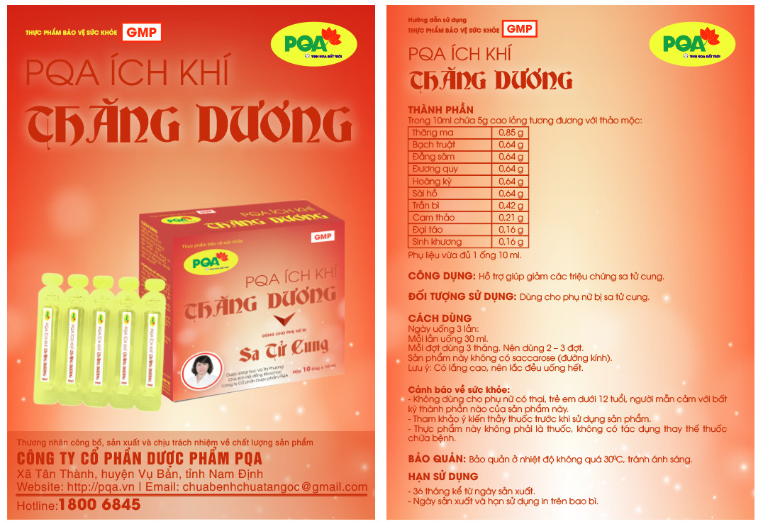 Ích Khí Thăng Dương PQA Giúp Điều Bổ Tì Vị, Hỗ Trợ Giảm Các Triệu Chứng Sa Tử Cung, Trĩ Hộp 10 Ống