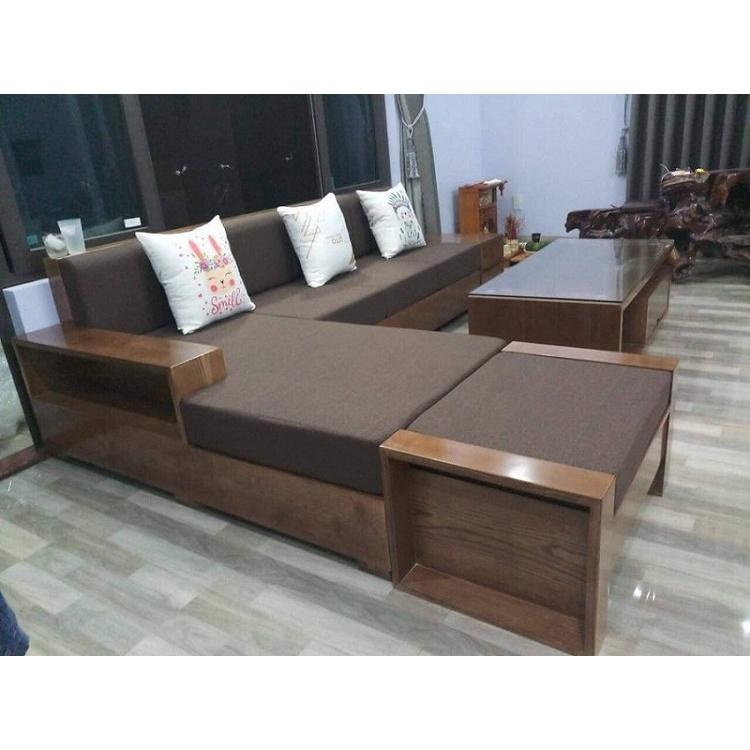 Bàn ghế sofa phòng khách gỗ sồi Nga, sofa góc