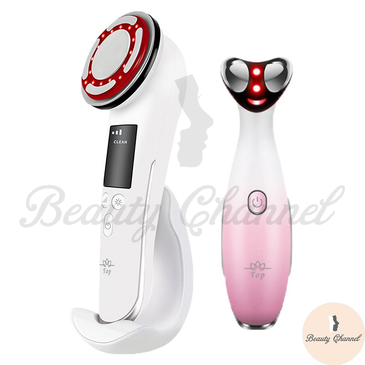 Máy Massage Mặt Làm Đẹp Da 5 in 1 – Photon Nóng Lạnh – EMS Nâng Cơ – Xung Điện Massage Giúp Rửa Sạch Da Mặt, Tăng Cường Hấp Thụ &amp; Khóa Giữ Chất Dưỡng Săn Chắc Làn Da Kèm Máy Massage Mắt RF Giảm Nếp Nhăn Quầng Thâm. Hàng Chính Hãng
