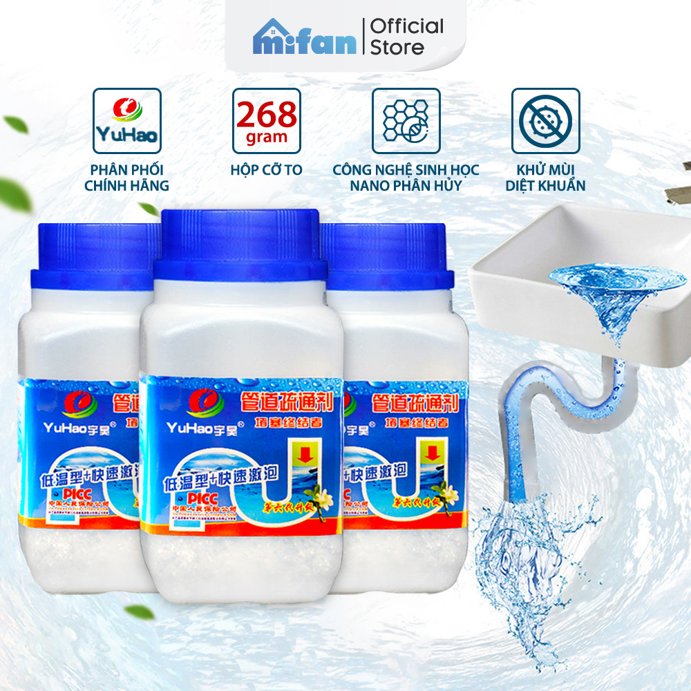 Bột Thông Cống Yuhao 280Gr - Thông Tắc Cực Mạnh, Đường Ống, Bồn Cầu, Bồn Rửa Mặt - Hàng Chính Hãng
