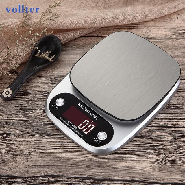 【VOLLTER】 10kg/1g Kitchen Scale Electronic Digital Balance Cuisine Cooking Measure Scale Stainless Steel Weighing Tool