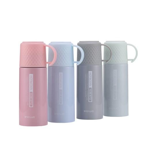 BÌNH GIỮ NHIỆT INOX CAO CẤP 500ML - NẮP LÀM LY UỐNG NƯỚC CÓ QUAI 2IN1