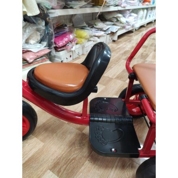 Xe đạp xích lô 3 bánh 2 ghế ngồi bọc da khung to khỏe choi bé 2-8t