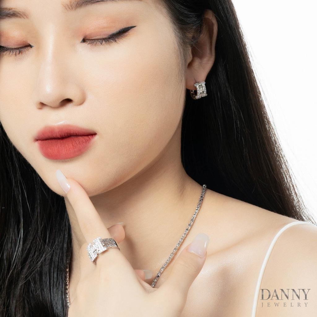 Bông Tai Nữ Bạc 925 Danny Jewelry Xi Bạch Kim Đính Đá CZ NI4GZ014