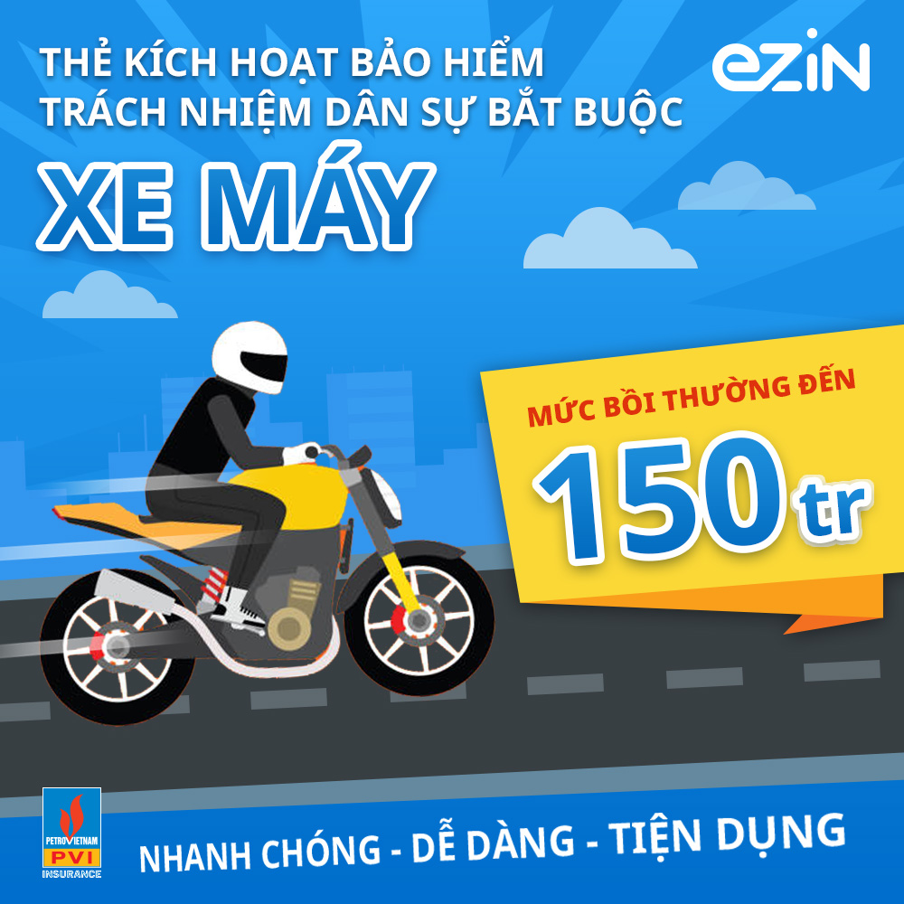 Bảo hiểm bắt buộc trách nhiệm dân sự xe máy điện tử PVI 2 Bánh Trên 50cc 1 năm