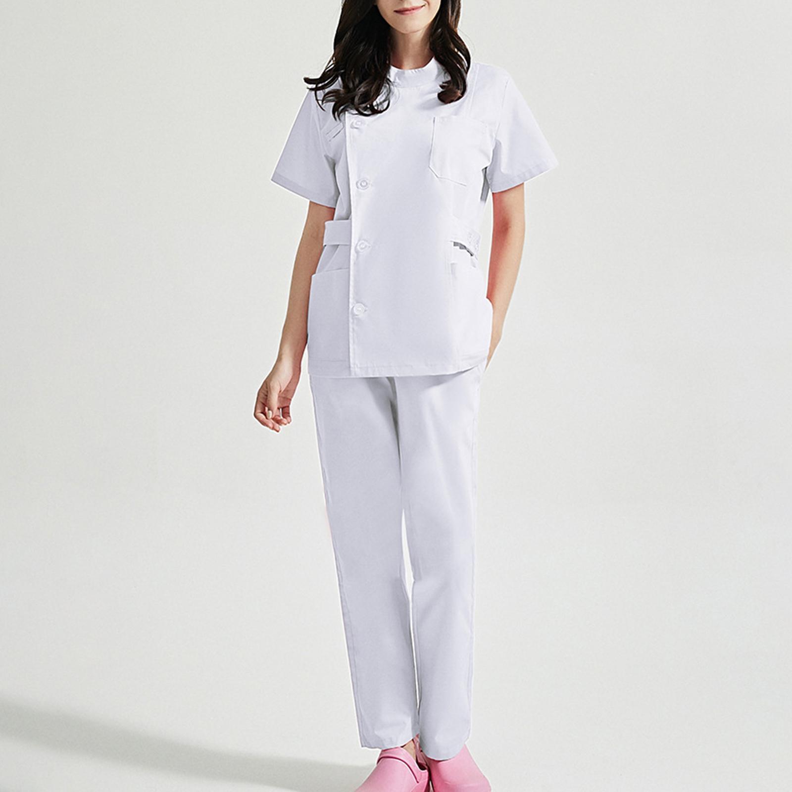 Women Scrubs Sets Top Jogger Pants Doctor Workwear Healthcare Soft Drawstring Pants Nurse Costume Nursing Uniforms for Massaging Esthetician
