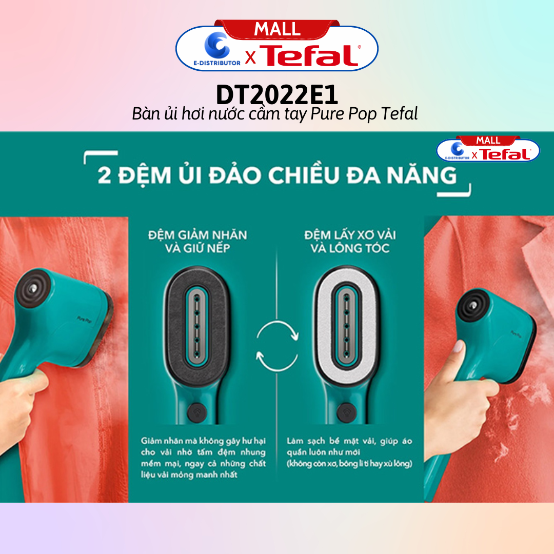 Bàn ủi hơi nước cầm tay Tefal DT2022E1 (Công suất 1300W) - Giao màu ngẫu nhiên - Hàng Chính Hãng - Bảo Hành 12 Tháng - Dung tích nhỏ gọn 70 ml