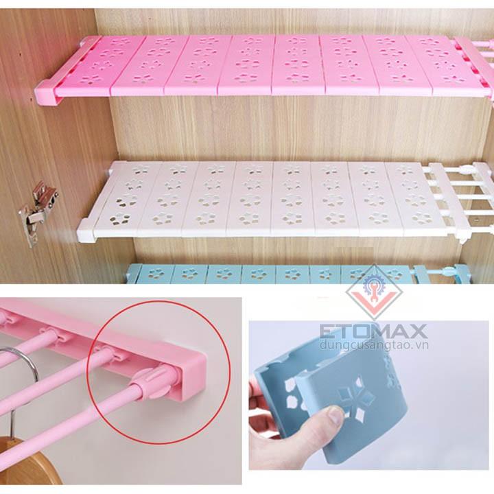 Kệ chia ngăn tủ đa năng không cần khoan bắt vít 74-135cm