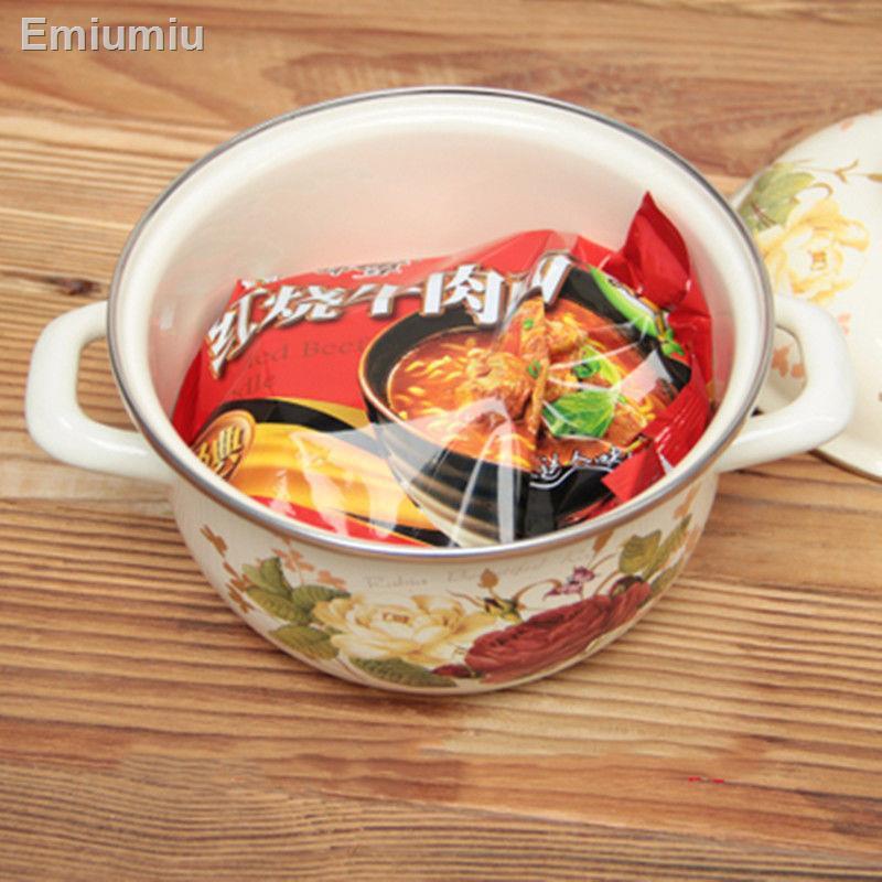 Nồi tráng men dày 16-24cm có nắp đậy tô mì ăn liền hai bên, tô trộn trái cây, nồi nấu phở, nồi hầm, bếp từ đa năng