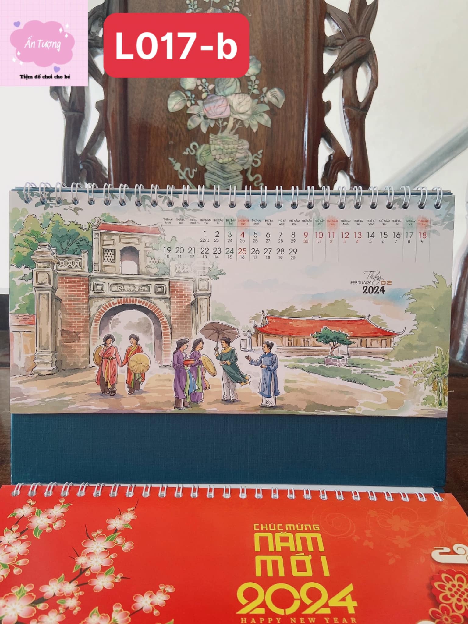 Lịch Tết 2024- Xuân Quý Mão - Lịch 2024 để bàn văn phòng chữ M - 2 lò xo với chủ đề hay, ý nghĩa